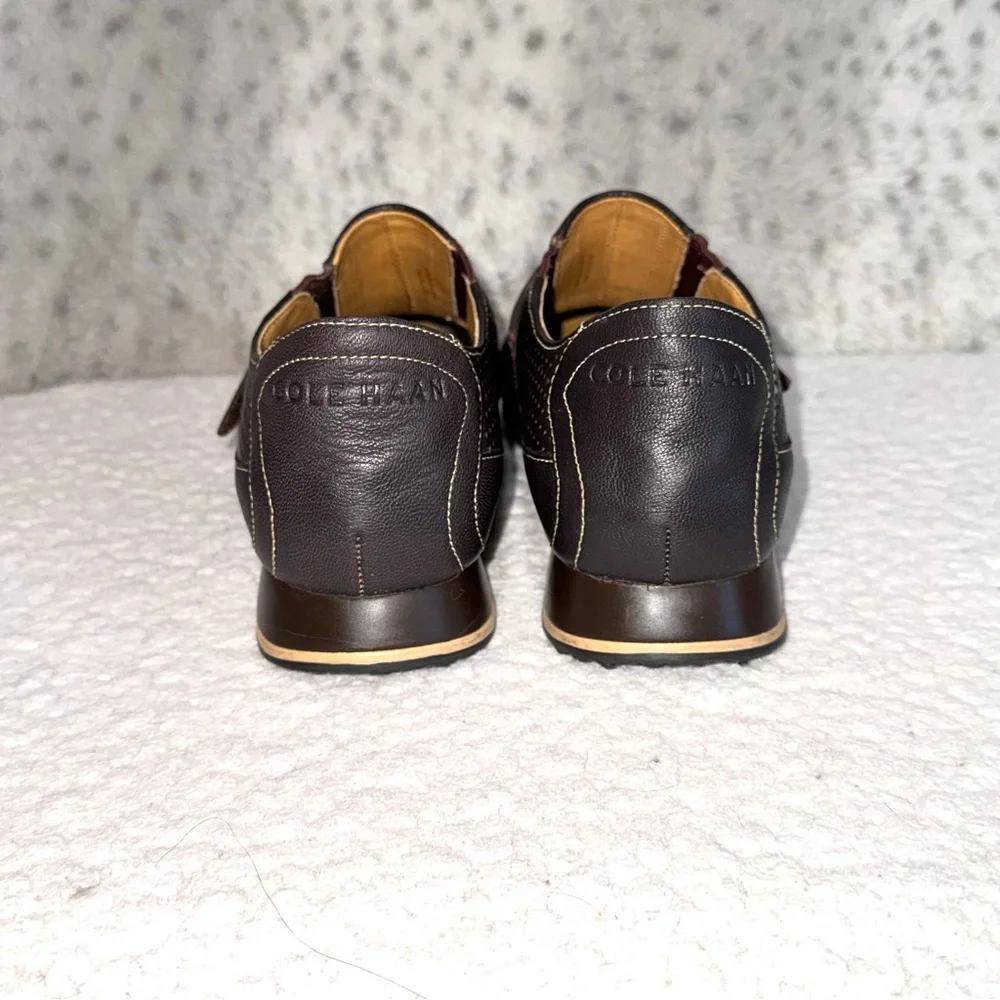 Cole Haan Estadio Strap Slip-On Sneakers Dark Brown Leather Men’s Sz 9M